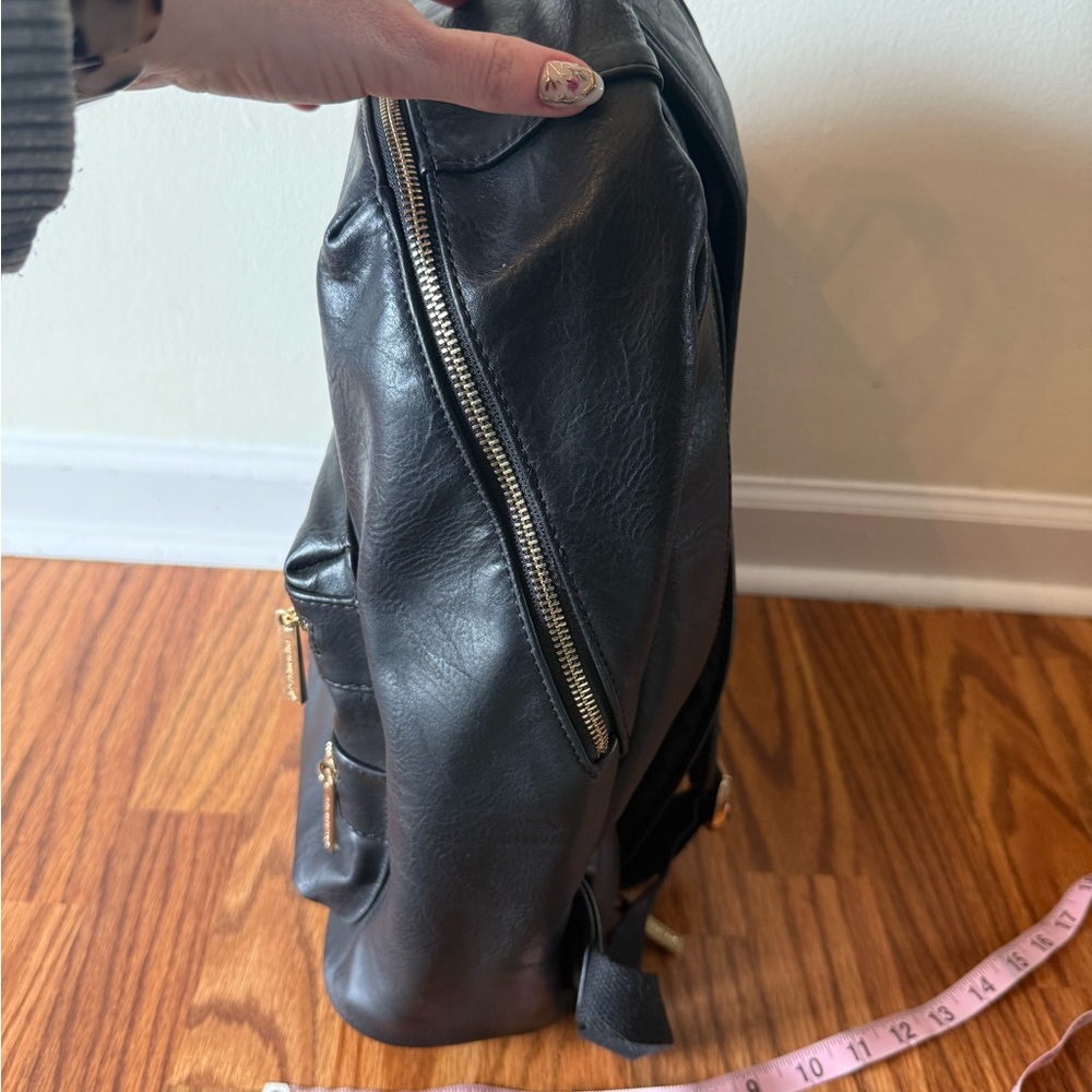 The Honest Company Black Faux Leather Backpack with Gold Hardware - Picture 11 of 11
